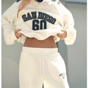 Zara White Varsity San Diego Sweatshirt Sz S